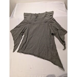 Oh My Gauze Women Size 2 Olive Green 100% Cotton Asymmetrical Top Breathable